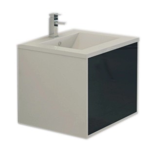 Jet-Line Waschtisch Linz 60 cm, schwarz, mit SMC-Waschbecken und Unterschrank. Modernes Badmöbel-Set.