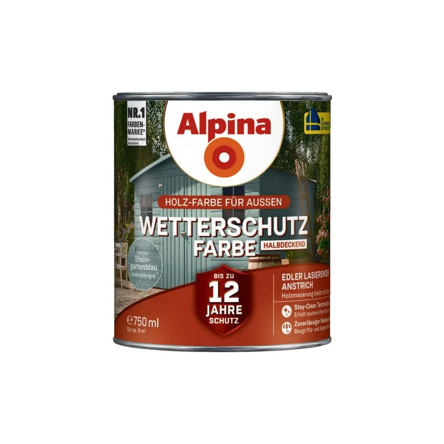PROFI Wetterschutzfarbe Halbdeckend Steingartenblau Inhalt 0,75