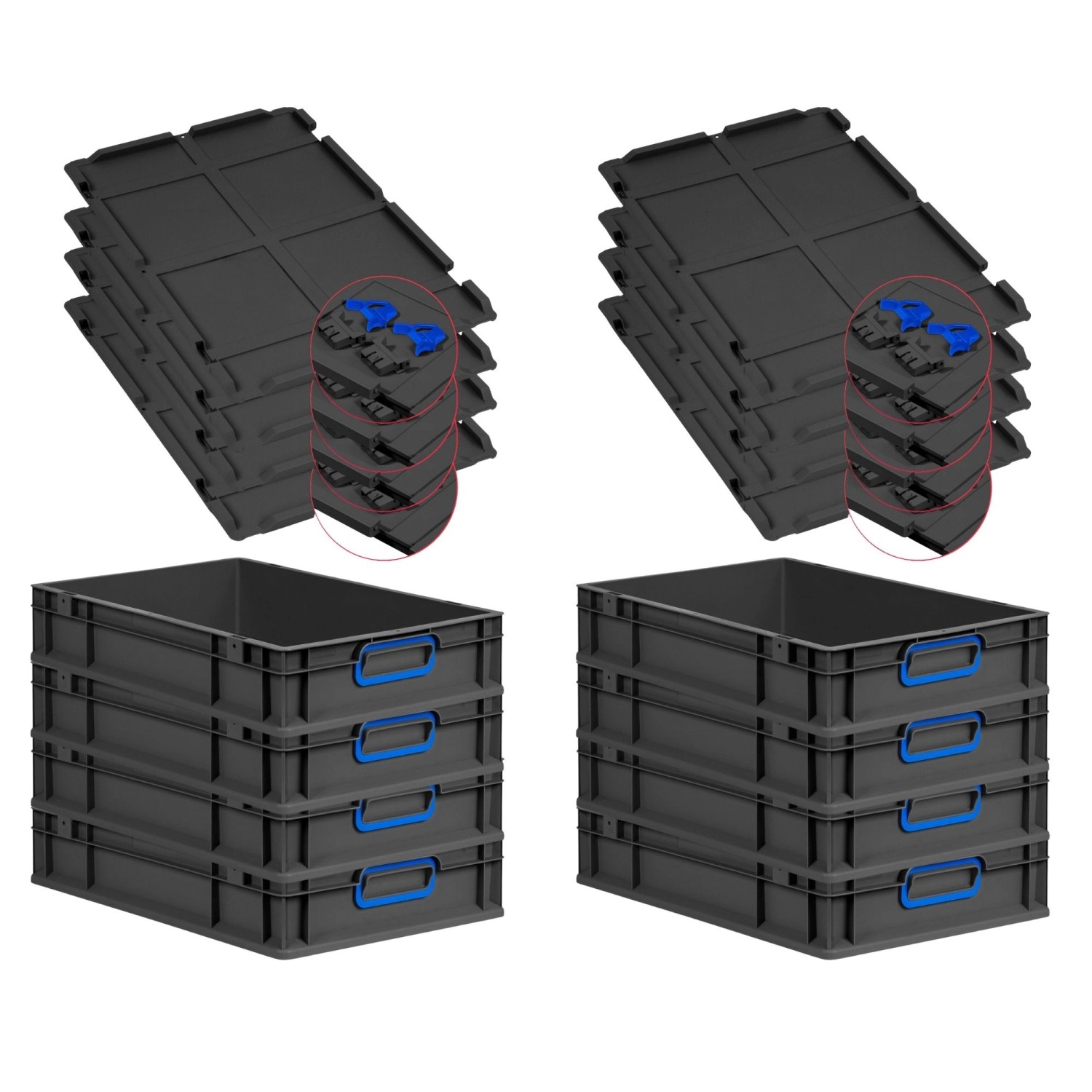 PROREGAL SuperSparSet 8x Eurobox Nextgen Color Mit Scharnierdeckel HxBxT 12 günstig online kaufen
