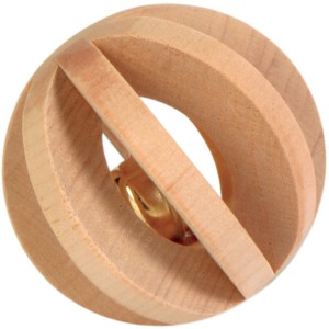 Trixie Lamellenholzball, 6 cm, mit Schelle für Nager als Käfigzubehör.