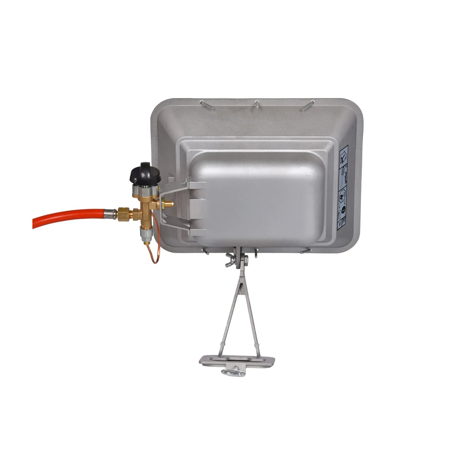 Firefix Gas-Heizstrahler Easy 4,4 kW, silberner Gasheizer mit Schlauch und Regler.