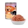 Lucky Lou Katzen-Nassfutter Adult Geflügel & Lachs, 400g Dose mit Futter in Schale.