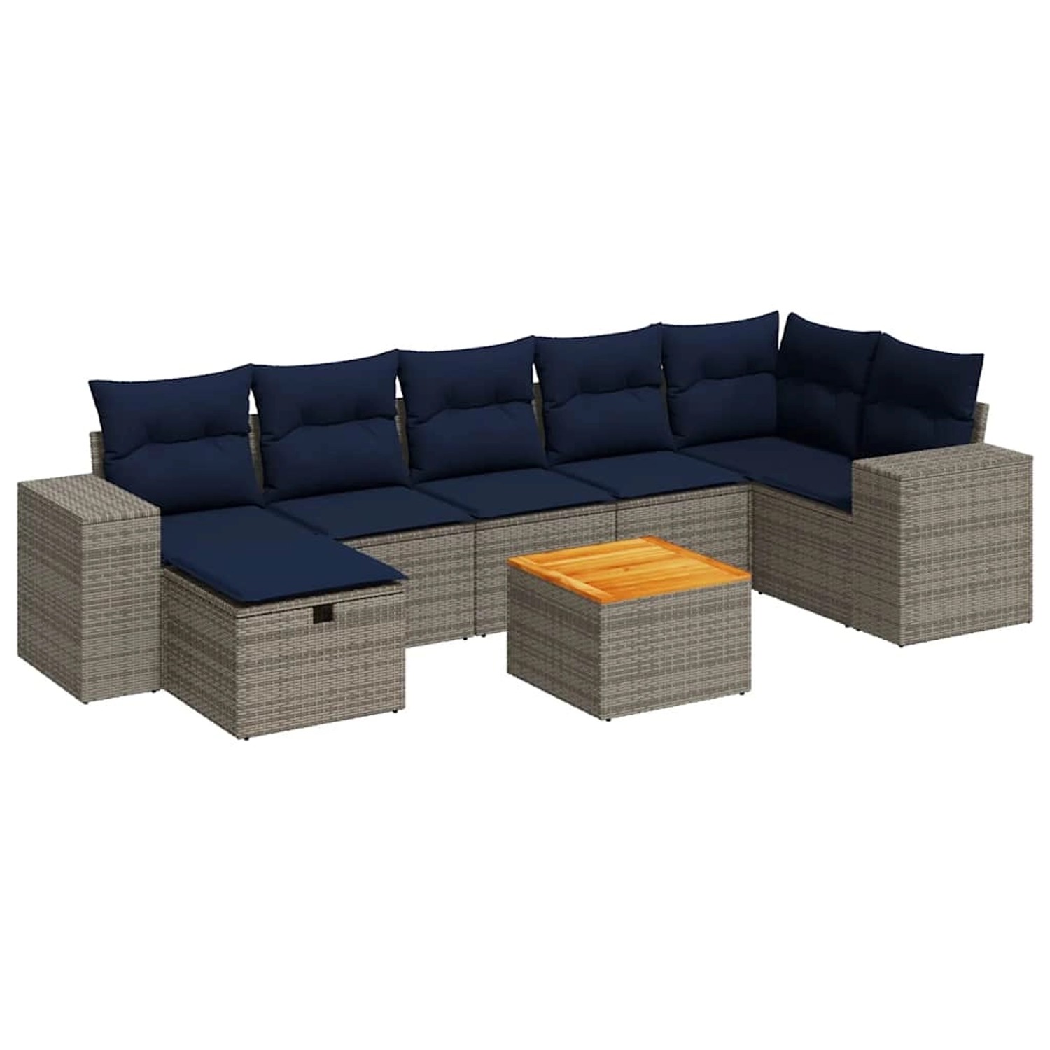vidaXL 8-Tlg Garten-Sofagarnitur mit Kissen Grau Poly Rattan 3325883 günstig online kaufen