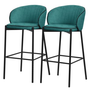 ML-Design Barhocker 2Er Set Petrol 76 cm Hoch mit Stoffbezug