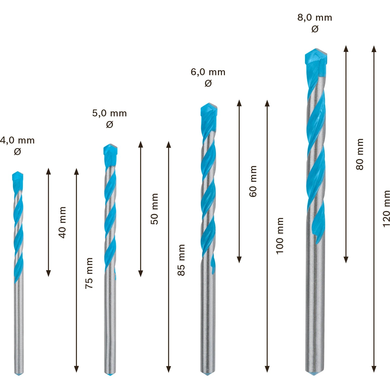 Bosch Expert CYL-9 MC Bohrer-Set, 4-teilig, für präzise Bohrungen in versch. Materialien.