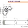 Technische Zeichnung: Camar Zoom Tischbein Set, höhenverstellbar, Edelstahl-Effekt, Maße.