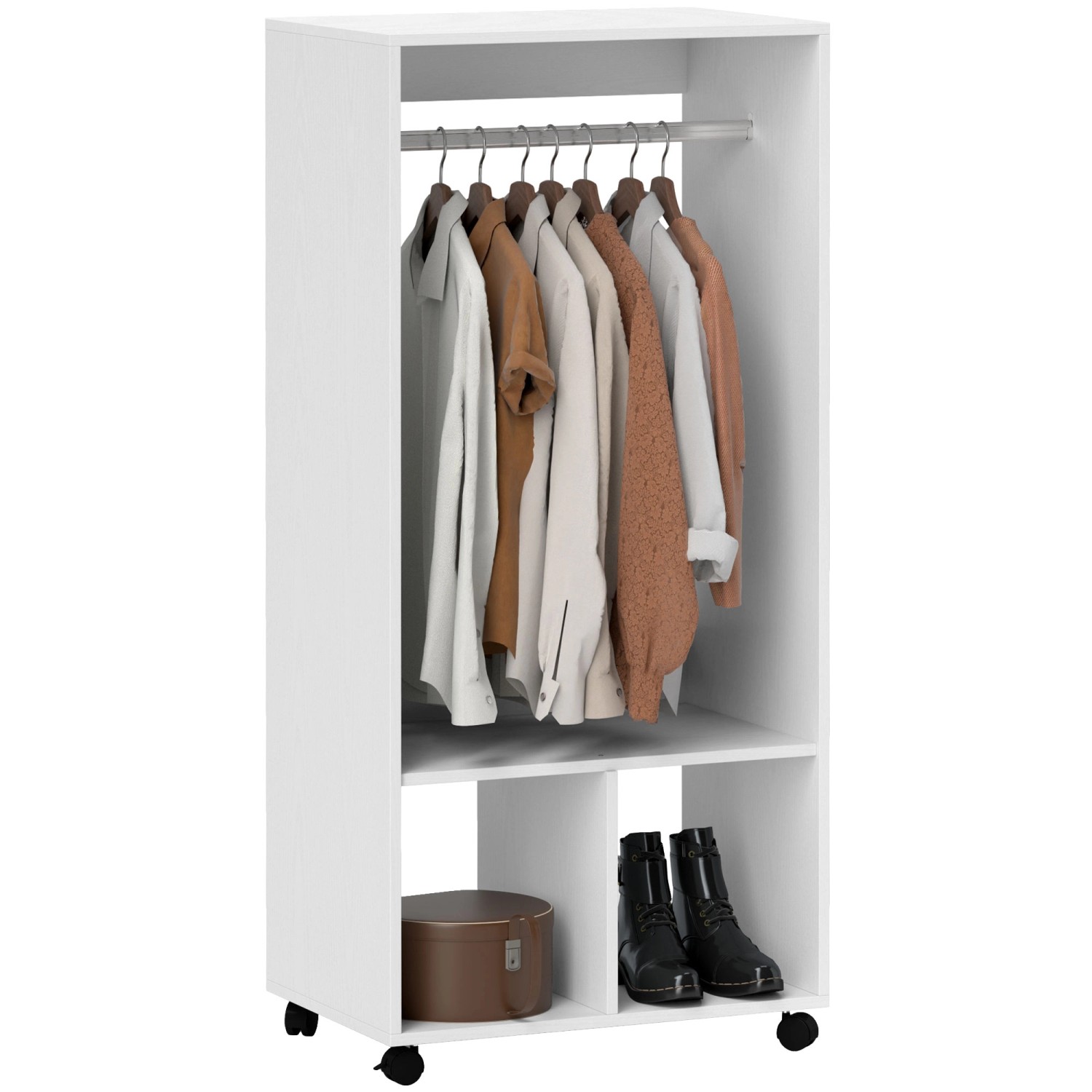 HOMCOM Kleiderschrank auf Rollen Aluminiumlegierung Weiß 60L x 40B x 127H c günstig online kaufen