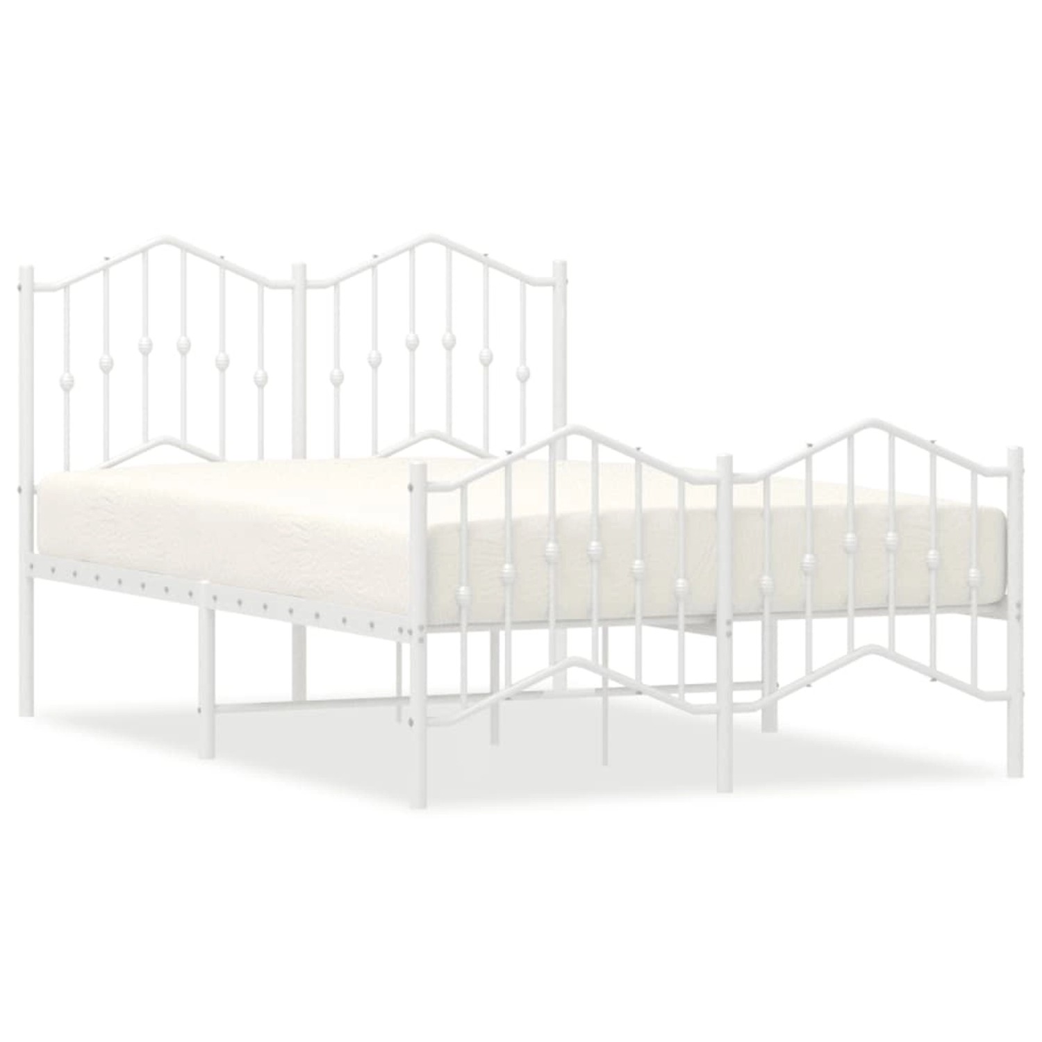 vidaXL Bettgestell mit Kopf- und Fußteil Metall Weiß 120x190 cm Modell 4192 günstig online kaufen