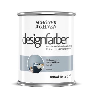 Dose Schöner Wohnen Designfarbe Entspanntes Nordischblau, 100ml, für bunte Wandfarben.