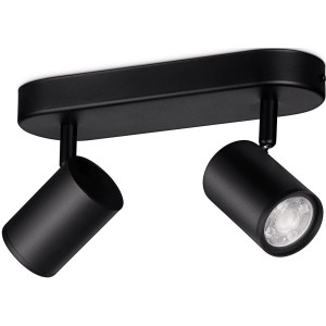 Schwarze WIZ LED Deckenleuchte mit 2 Spots, tunable white & color, 690 lm. Smarte Leuchte für Ihr Zuhause.