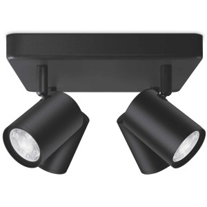 Schwarze WIZ LED Deckenleuchte Imageo mit 4 Spots, tunable white & color, 1380 Lumen.