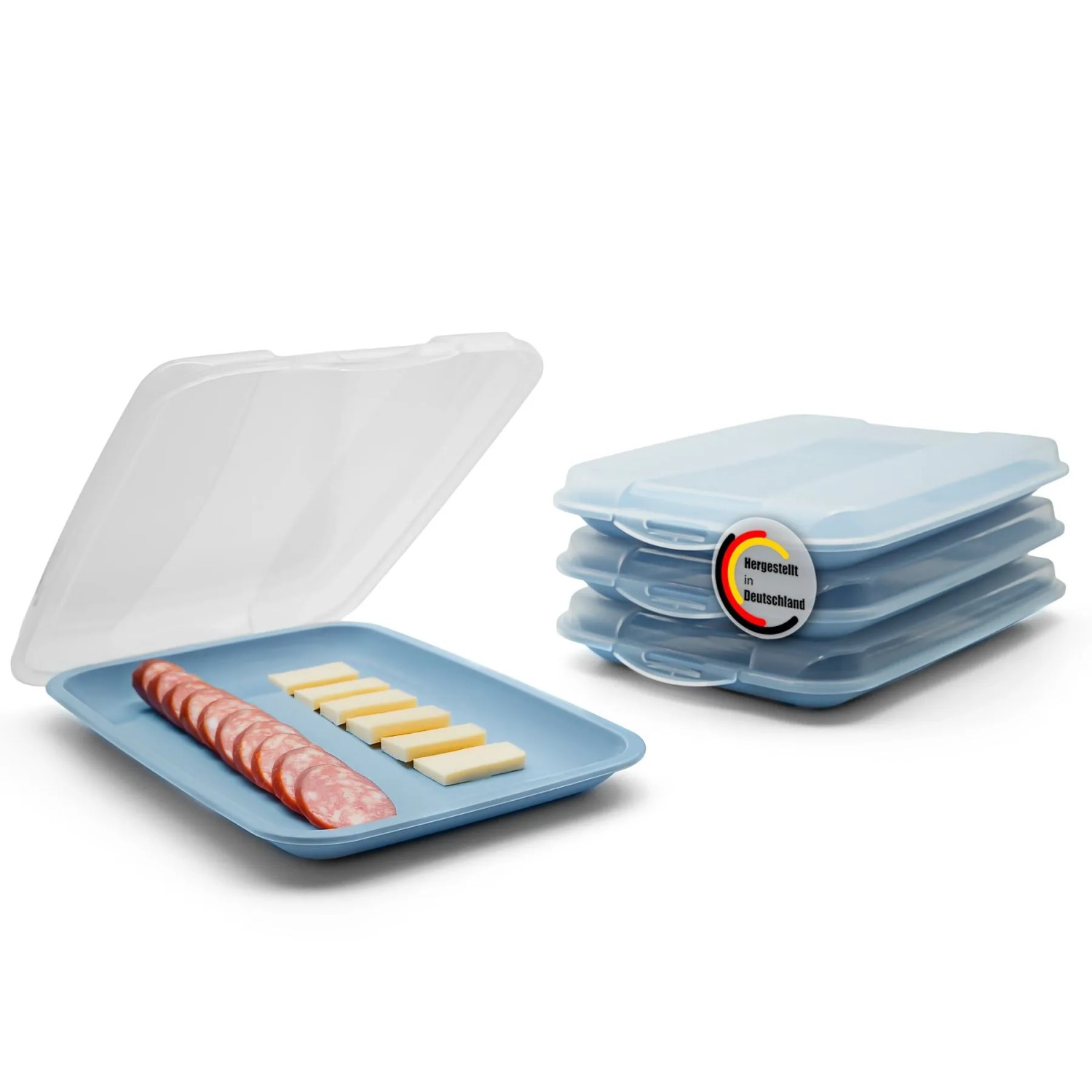 BigDean 4er Set Aufschnittboxen Für Kühlschrank Stapelbar Wurst Und Käse Aufbewahrung Im Kühlschrank MADE In Germany BigDean 4er Set Aufschnittboxen für Kühlschrank stapelbar – Wurst & Käse Aufbewahrung im Kühlschrank MADE in Germany