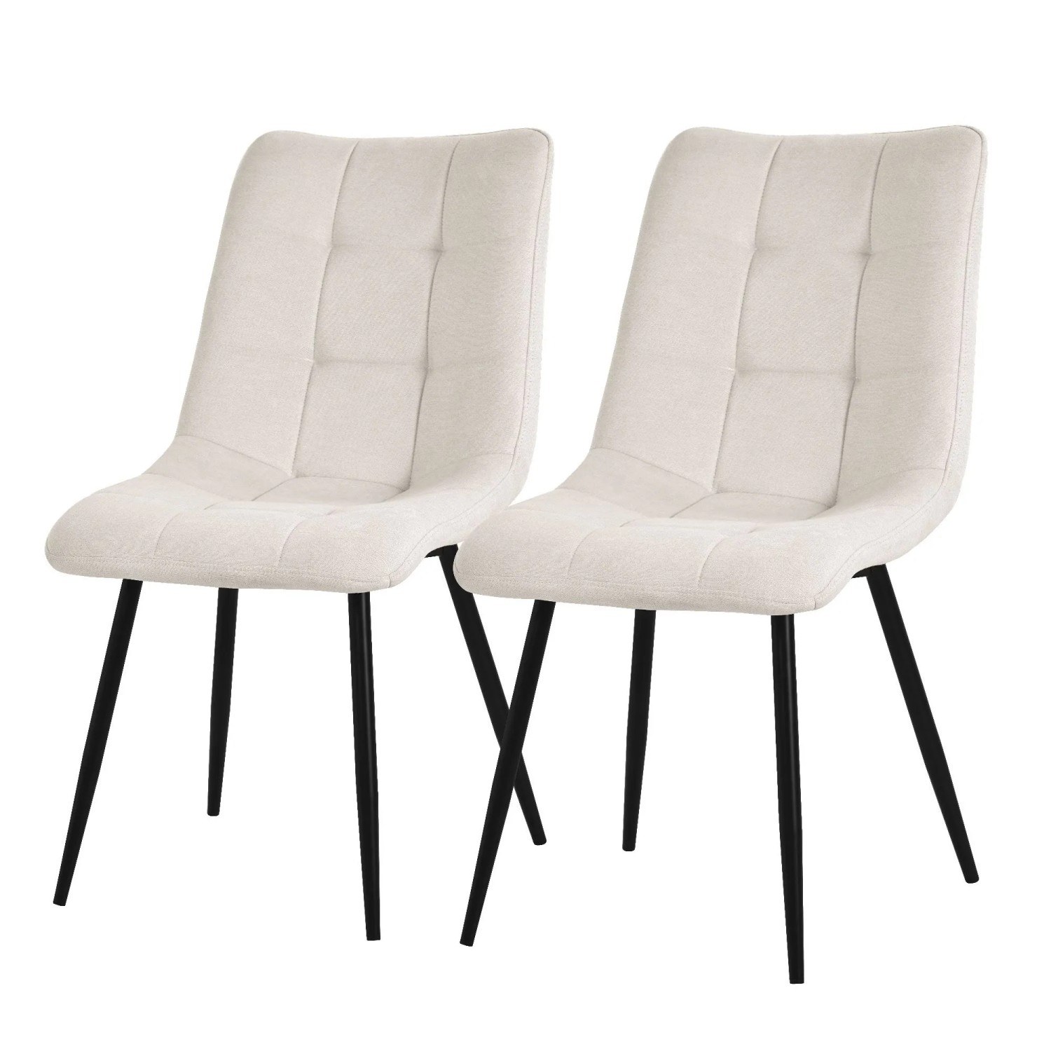 ML-Design Esszimmerstühle 2er Set Beige Stoffbezug Metallbeinen