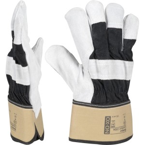 OX-ON Worker Comfort 2304 Arbeitshandschuh, schwarz-braun-grau, Gr. 09. Robuster Handschuh für Arbeitskleidung.