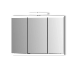 Weißer Jokey Spiegelschrank Viona (80 cm) mit LED-Beleuchtung und drei Spiegeltüren.