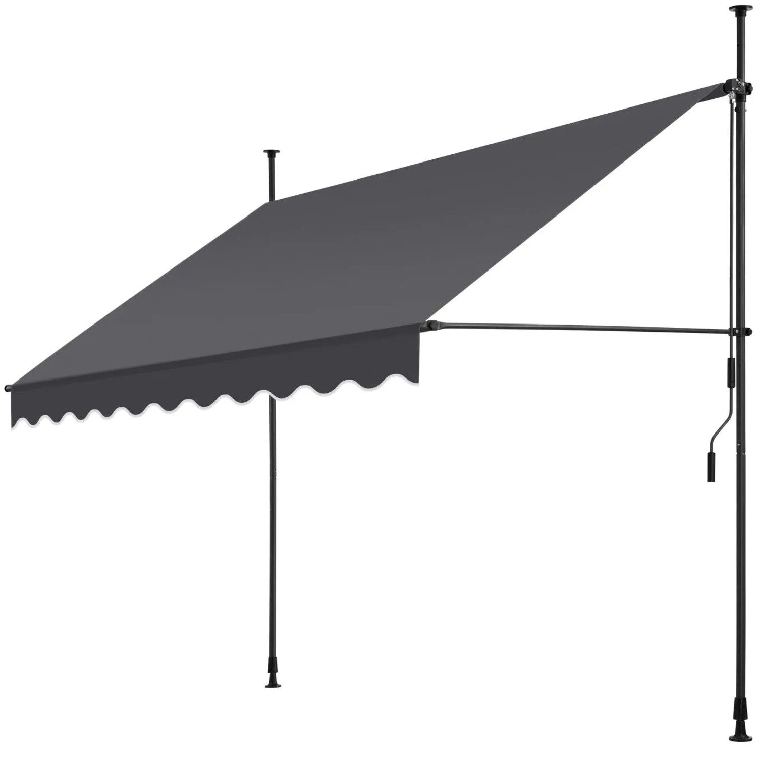 Tectake Klemmmarkise Mit Handkurbel Uv Beständig 250 X 180 Cm 180 X 250 X 304 Cm Schwarz Grau