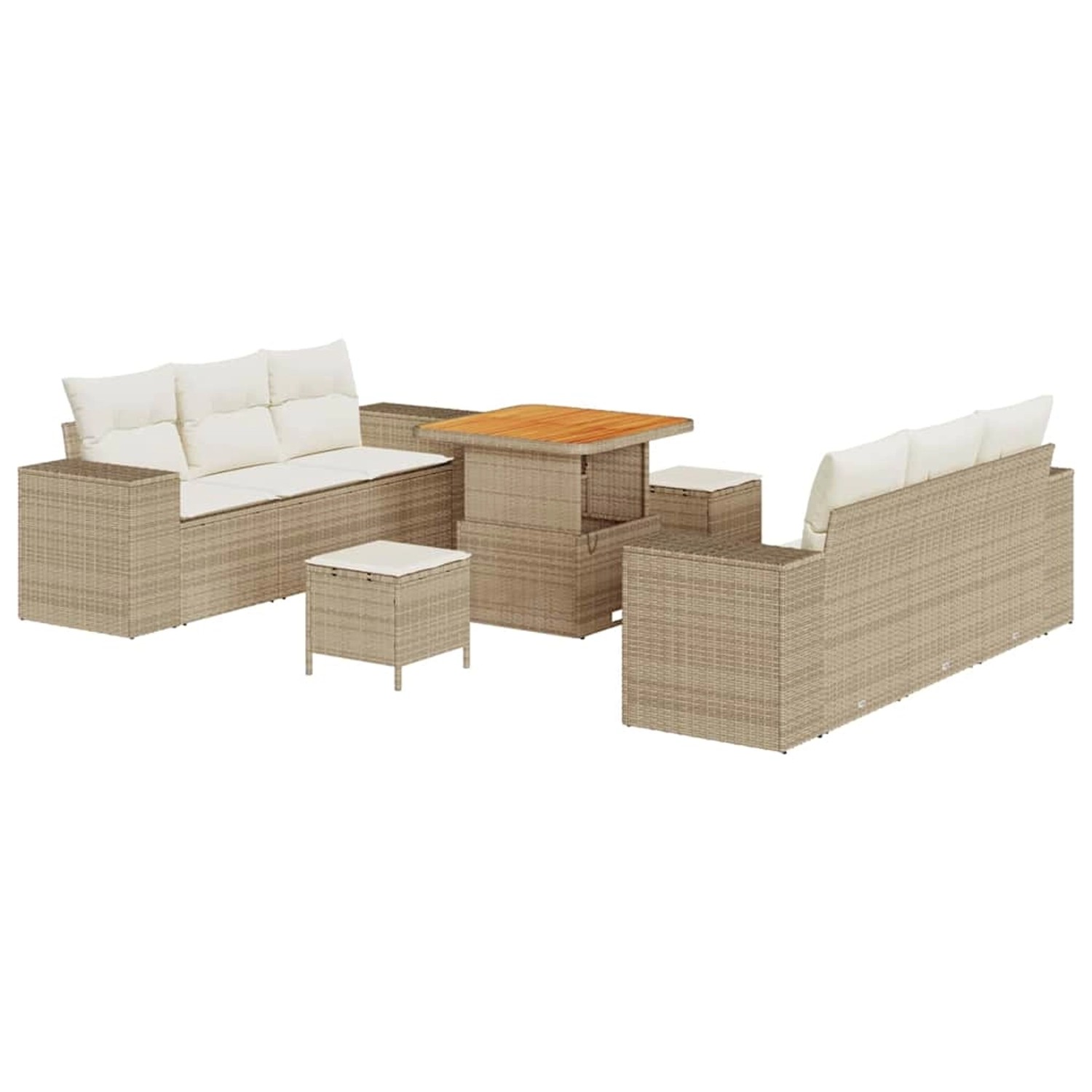 vidaXL Garten-Sofa-Set mit Speicher 9-Tlg Beige Poly Rattan 3361956 günstig online kaufen
