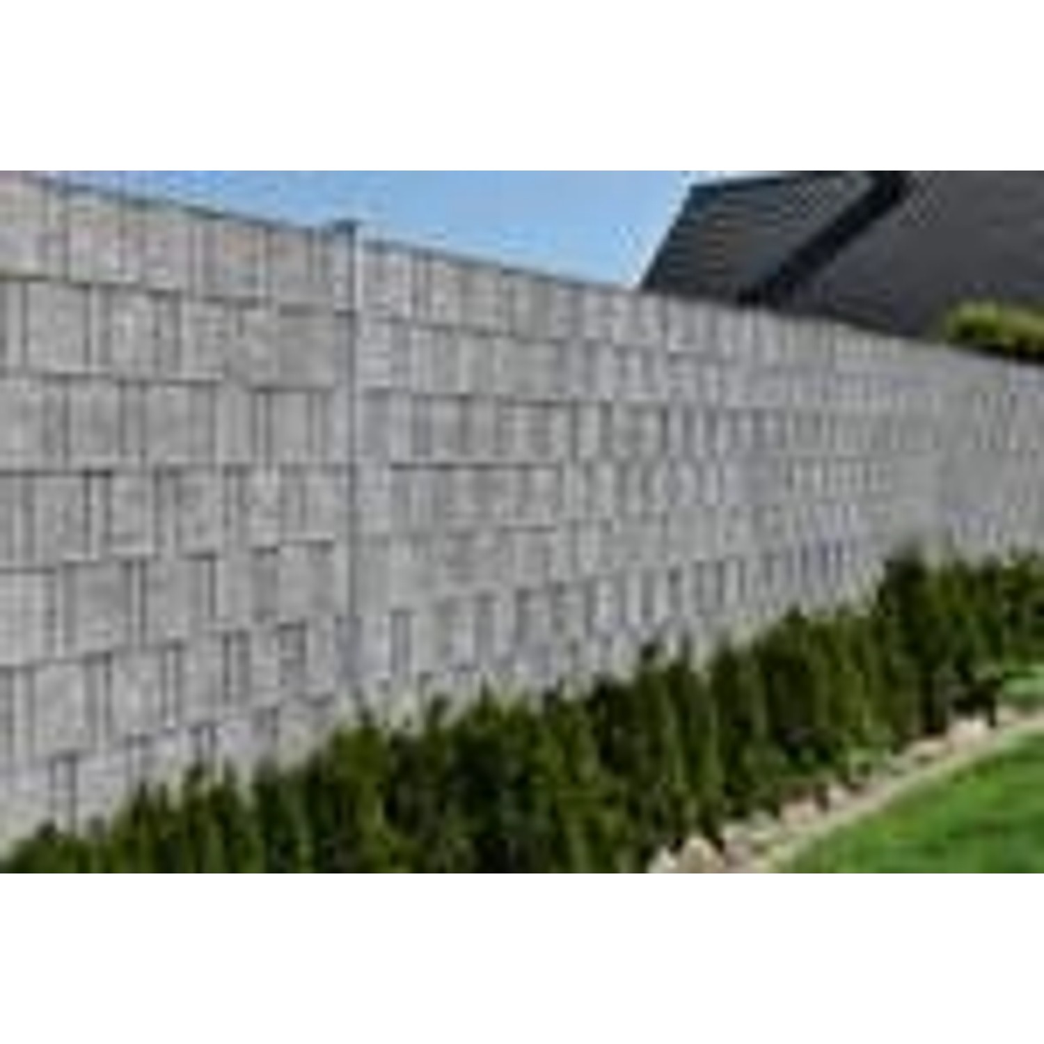 Hellgrauer zaunzu Sichtschutz Design Vlies (26m) für Doppelstabmattenzaun.