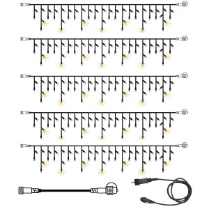 Star Trading SYSTEM 24 KOMPLETT SET 15m LED Lichtervorhang Eisregen Icicle Flash F Dachrinne