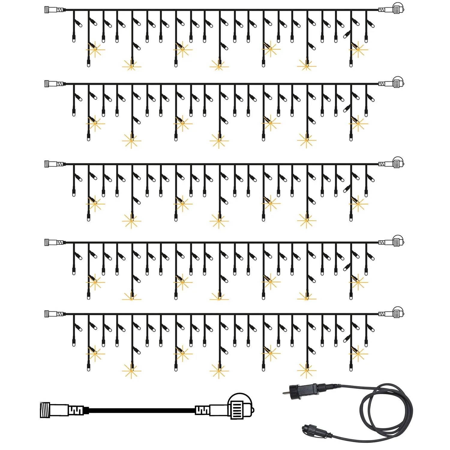 Star Trading SYSTEM 24 KOMPLETT SET 15m LED Lichtervorhang Eisregen Icicle günstig online kaufen
