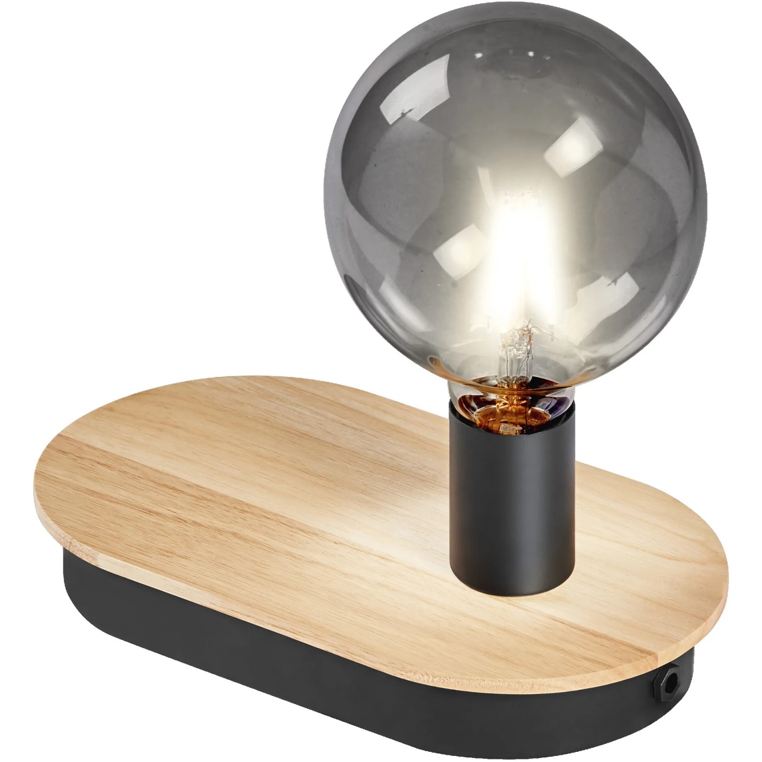 Ledvance Tischleuchte Decor Holz, braun-schwarz. LED-Tischlampe mit E27 Fassung.