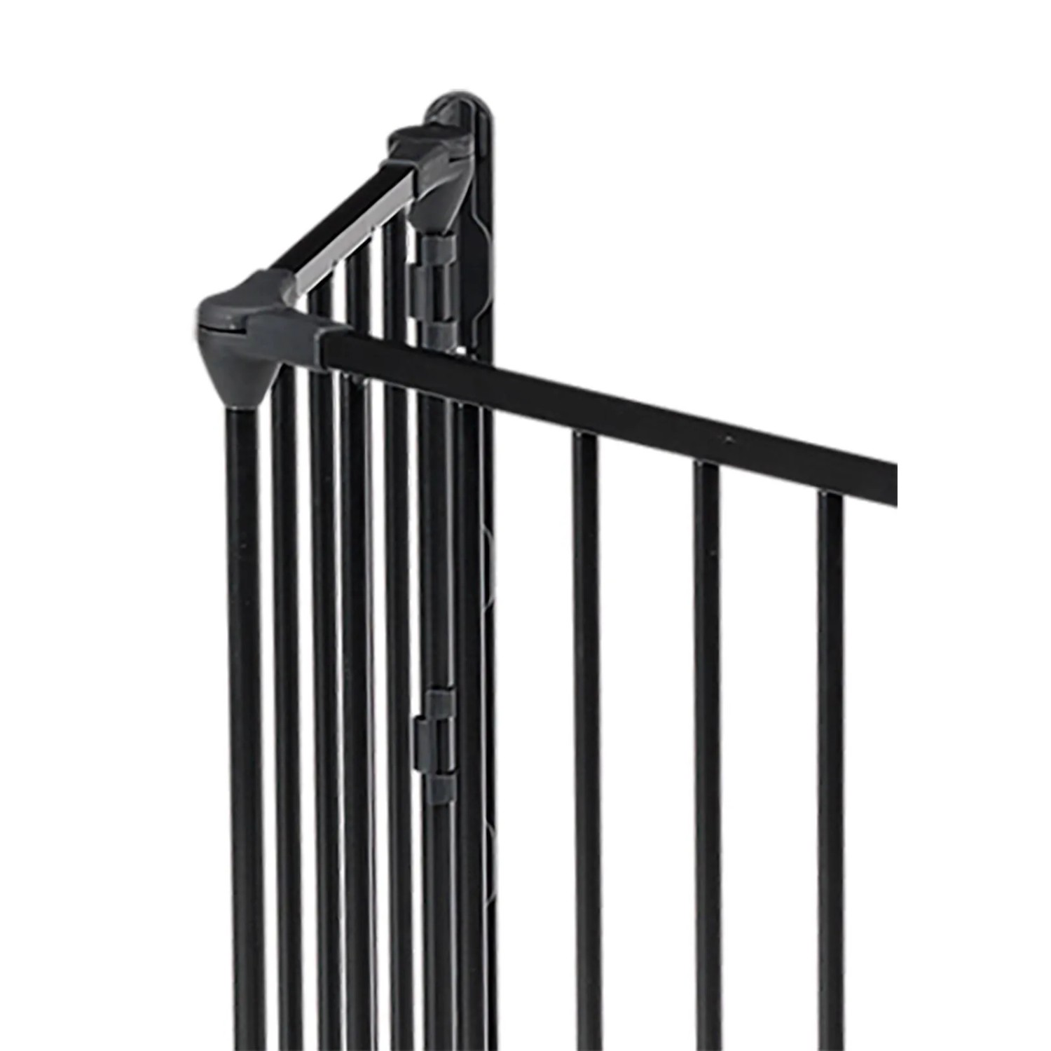 Detailaufnahme: Schwarzes Kaminofenschutzgitter Ben, flexibel und sicher.