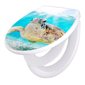 Banjado WC-Sitz Familie mit Kindersitz und Absenkautomatik, Motiv Meeresschildkröte.