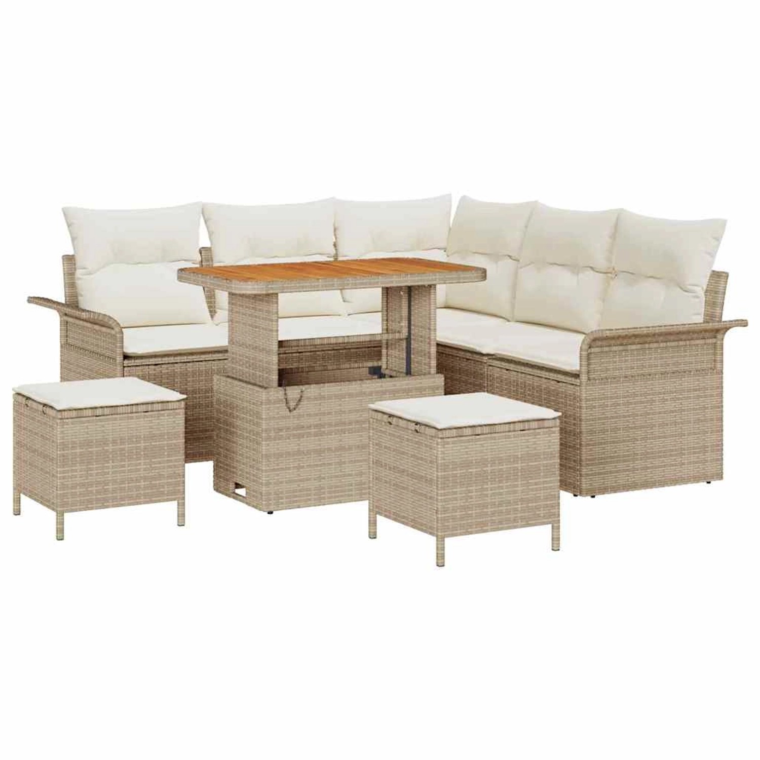 vidaXL Garten-Sofa-Set Höhenverstellbar 8-Tlg Beige Poly Rattan 3362136 günstig online kaufen