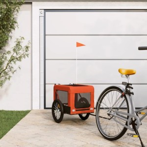 vidaXL Hundeanhänger in Orange/Schwarz am Fahrrad. Sicherer Transport für Hunde im Fahrradanhänger.