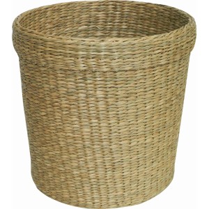 Hellbrauner Pflanztopf aus Seegras, handgefertigt, mit wasserdichtem PET-Einsatz für den Innenbereich.