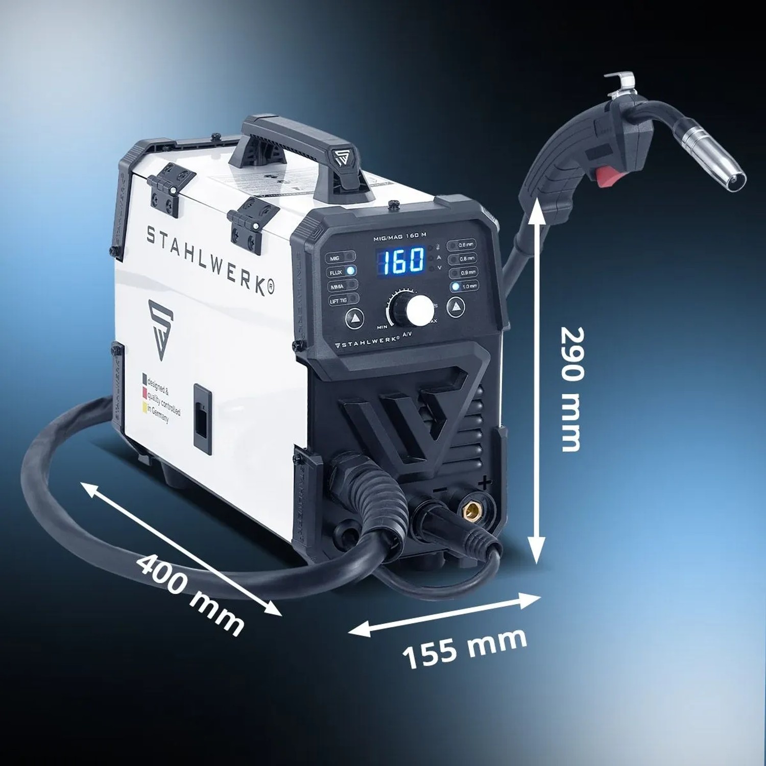 STAHLWERK Schweißgerät MIG MAG-160 M, 5-in-1 Kombigerät mit 160 A. Kompaktes Inverter-Schweißgerät.