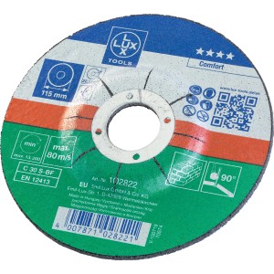 LUX Gewebe-Trennscheibe, 115 mm, gekröpft, für Steinbearbeitung mit Winkelschleifer.