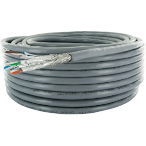Graues Schwaiger CAT 6A Netzwerkkabel, 50 m, unkonfektioniert, aufgerollt. Kategorie: Netzwerktechnik.