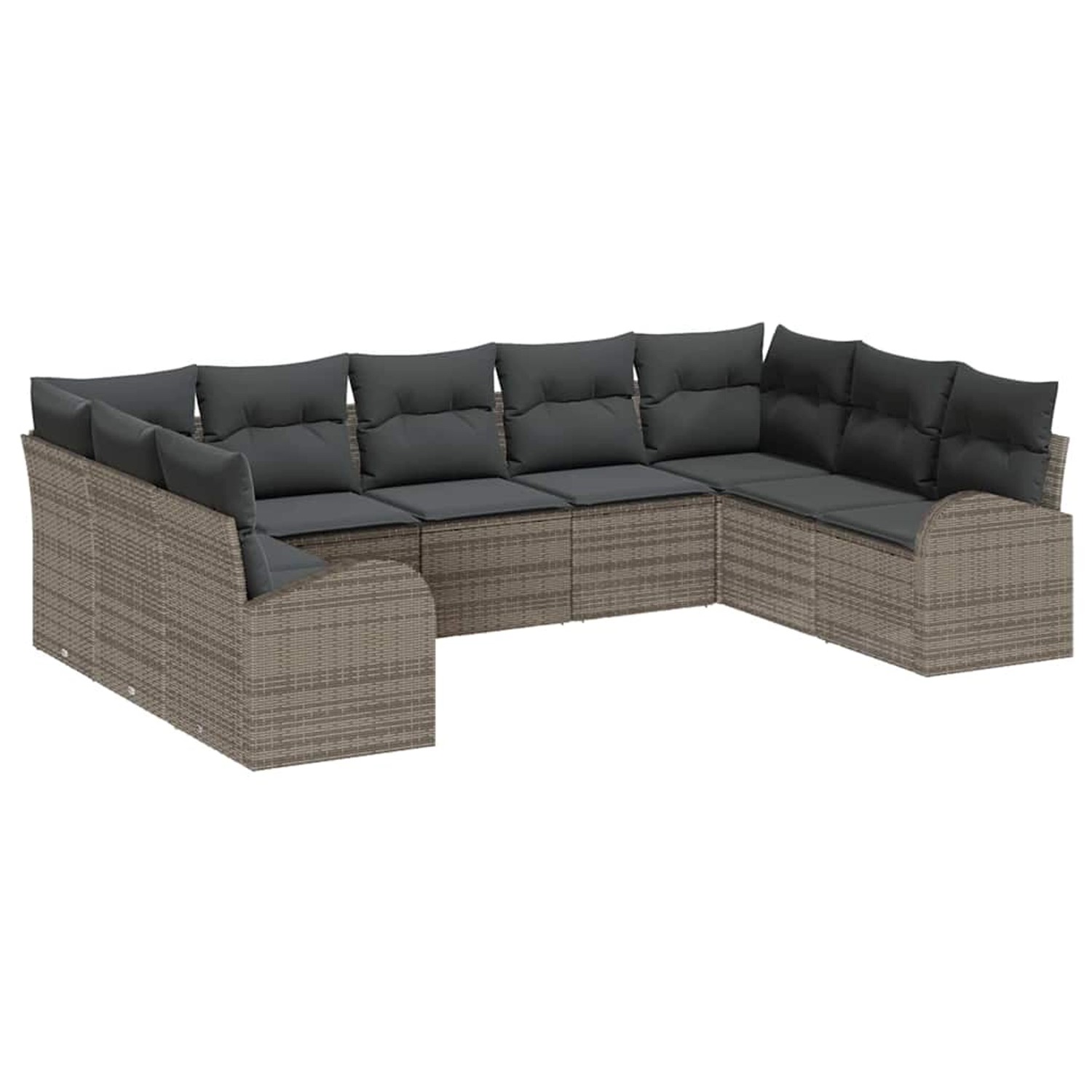 vidaXL Garten-Sofa-Set 9-Tlg Grau Poly Rattan 3346199 günstig online kaufen