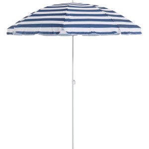 Marktschirm Lucama, Ø 160 cm, mehrfarbig gestreift, mit Neigungsfunktion.