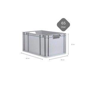 Graue PROREGAL Eurobox Nextgen Economy, 65 Liter, mit Griffen. Aufbewahrungsbox für Industrie und Gewerbe.