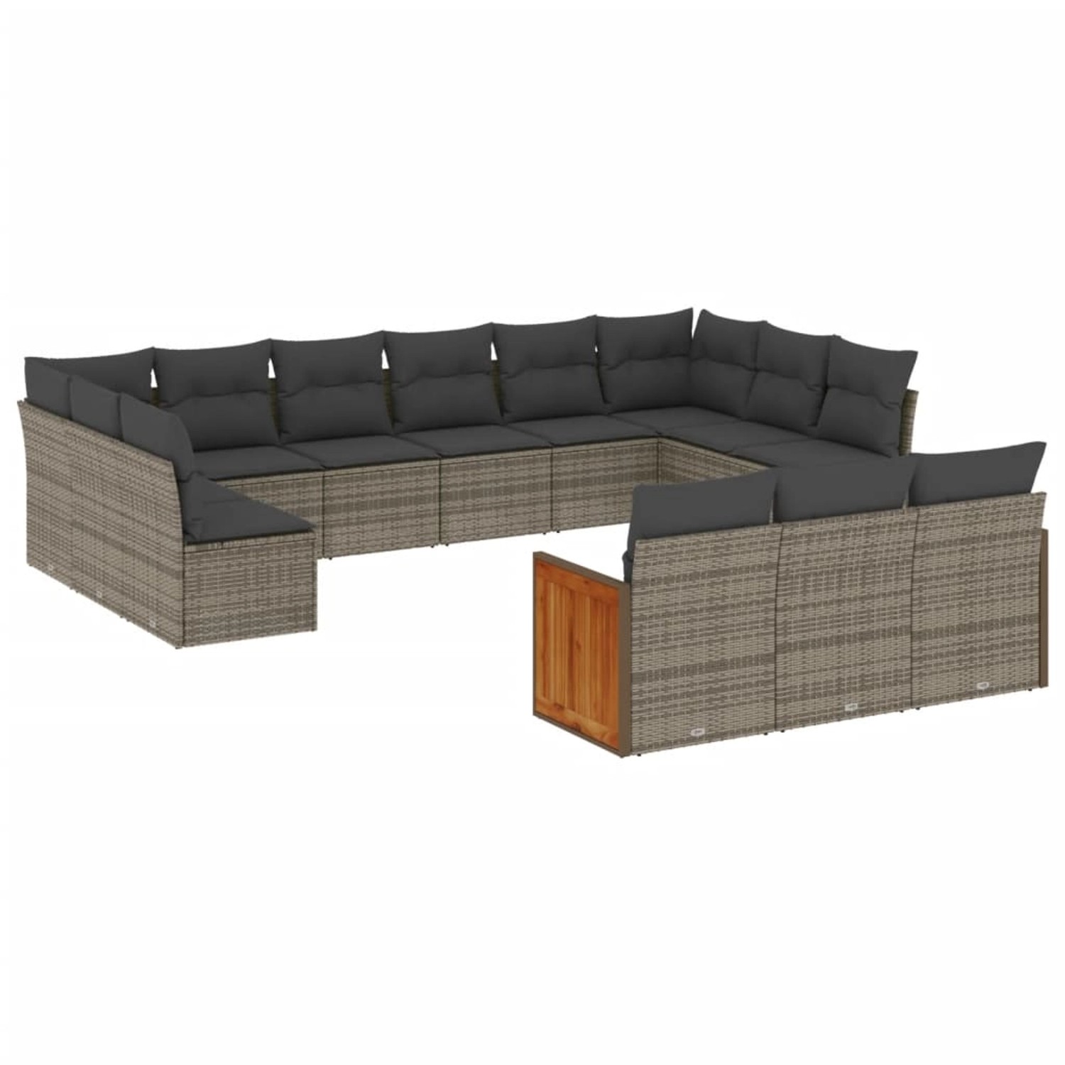 vidaXL 13-Tlg Garten-Sofagarnitur mit Kissen Grau Poly Rattan 3228139 günstig online kaufen