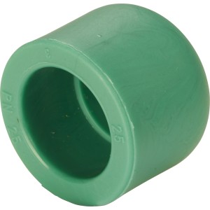 Grüne PPR-Kappe DN 32 aus Kunststoff für Sanitärinstallationen.