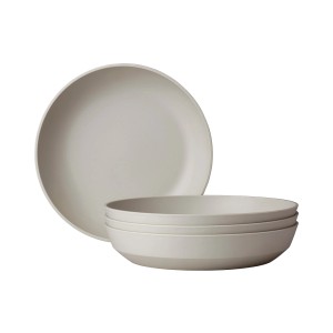 Mepal Silueta Suppenteller 4er Set, Nordic White. Geschirr aus PET, stapelbar.