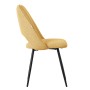 Senfgelber Esszimmerstuhl im 2er-Set mit Stoffbezug und schwarzen Metallbeinen.