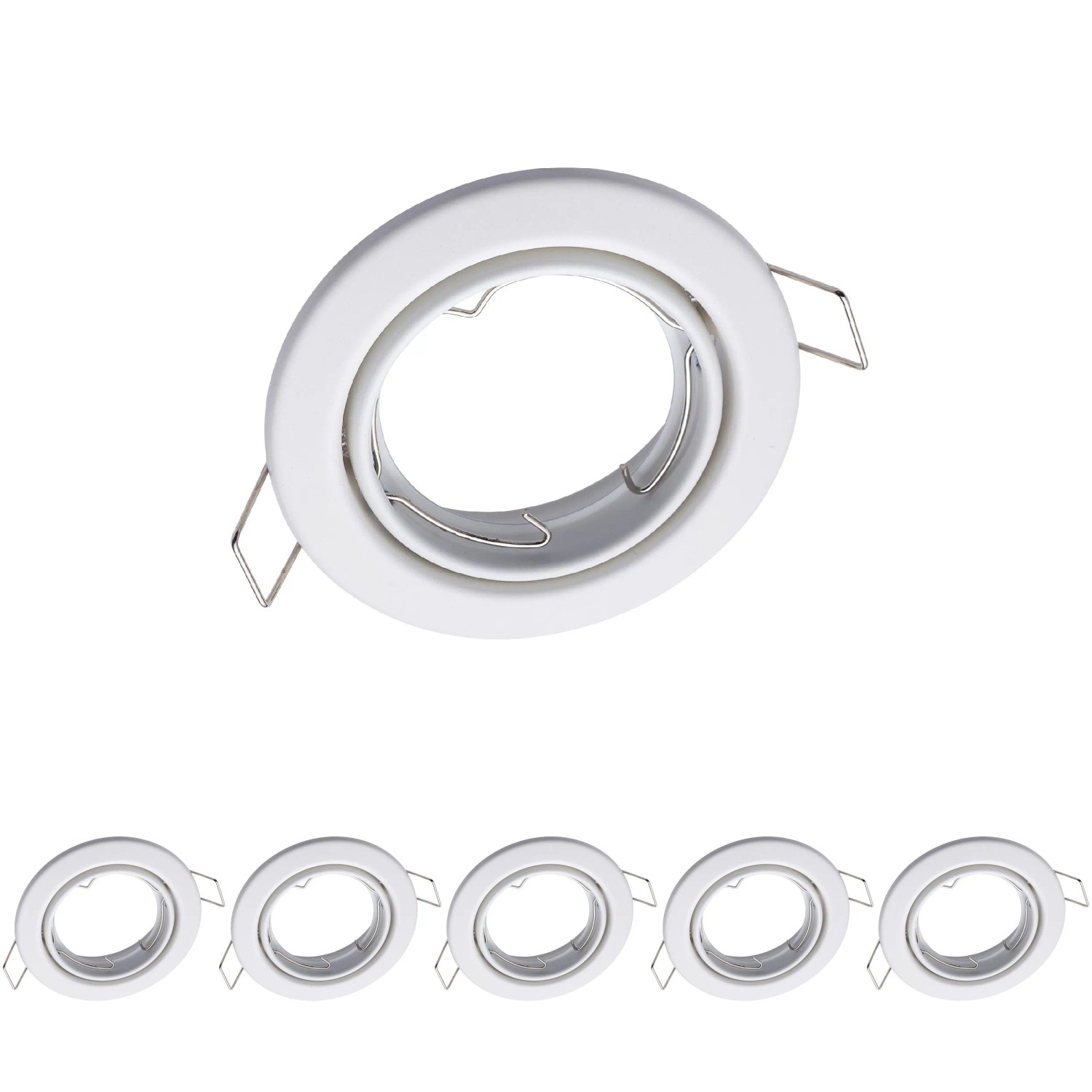 Oktaplex Dijon 6er Set Einbaurahmen Lochmaß 68mm für GU10 und LED-Module Rund Schwenkbar Weiß Ohne Leuchtmittel