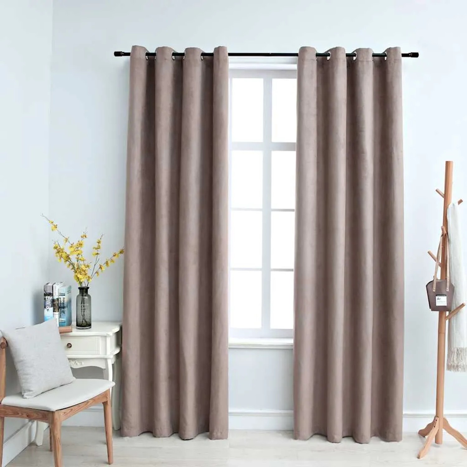 vidaXL Verdunkelungsvorhänge mit Metallösen 2 Stk Taupe 140x245 cm 134478_2