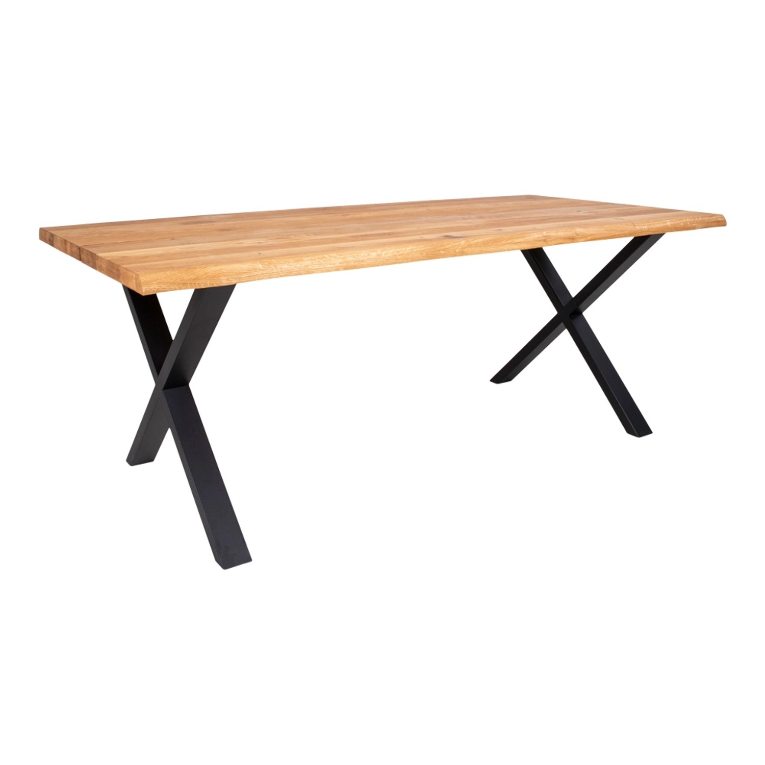 ebuy24 Tony Esstisch 95x200 cm mit Gewellter Kante Eiche Schwarze Beine günstig online kaufen