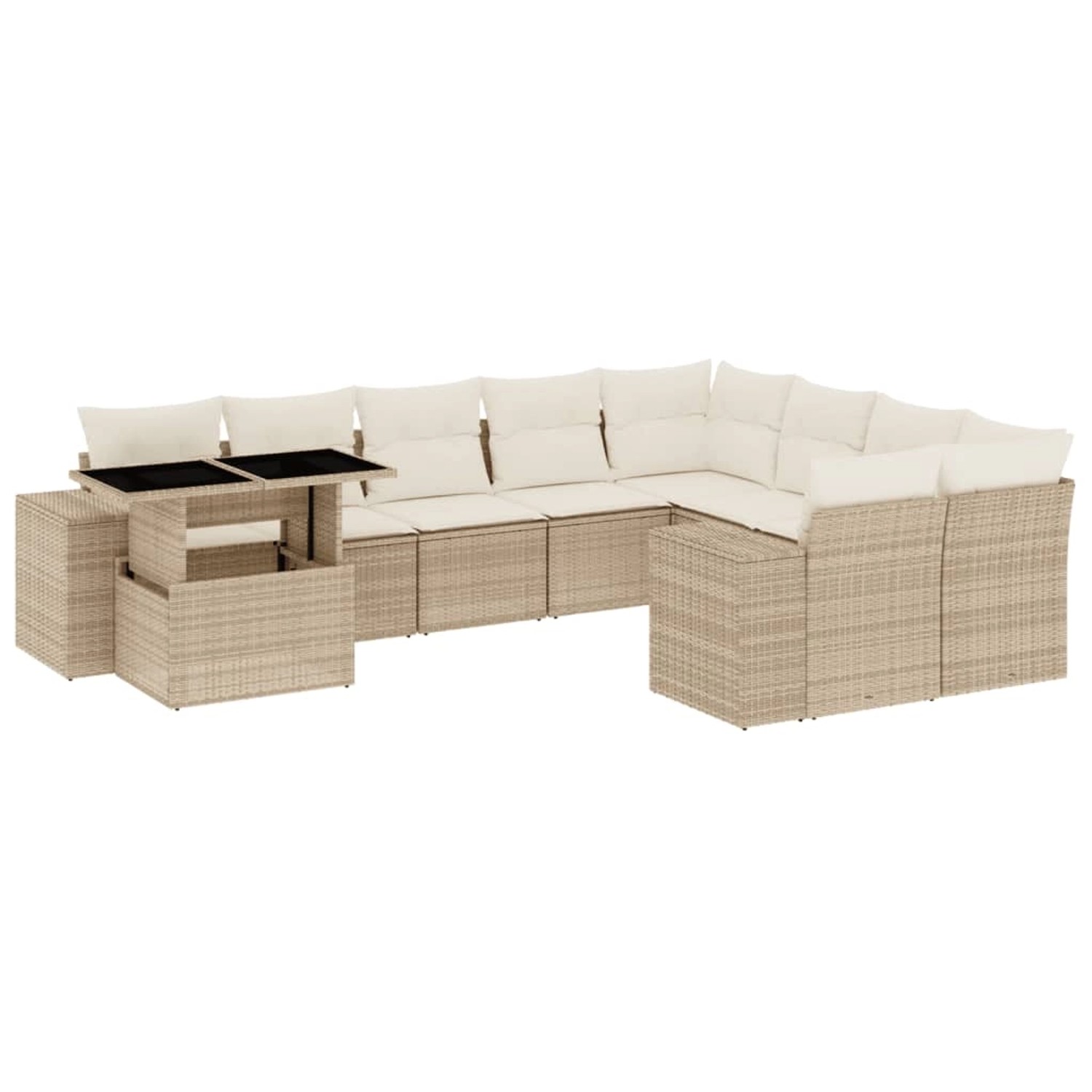 vidaXL 10-tlg Garten-Sofagarnitur mit Kissen Beige Poly Rattan Modell 240 günstig online kaufen