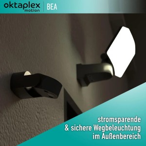 Oktaplex Bea Bewegungsmelder in Anthrazit, Außenmontage mit schwenkbarem Sensorkopf.