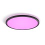 Schwarzes Philips Hue LED-Panel Tento M mit farbigem Licht, Ø 42,1 cm.