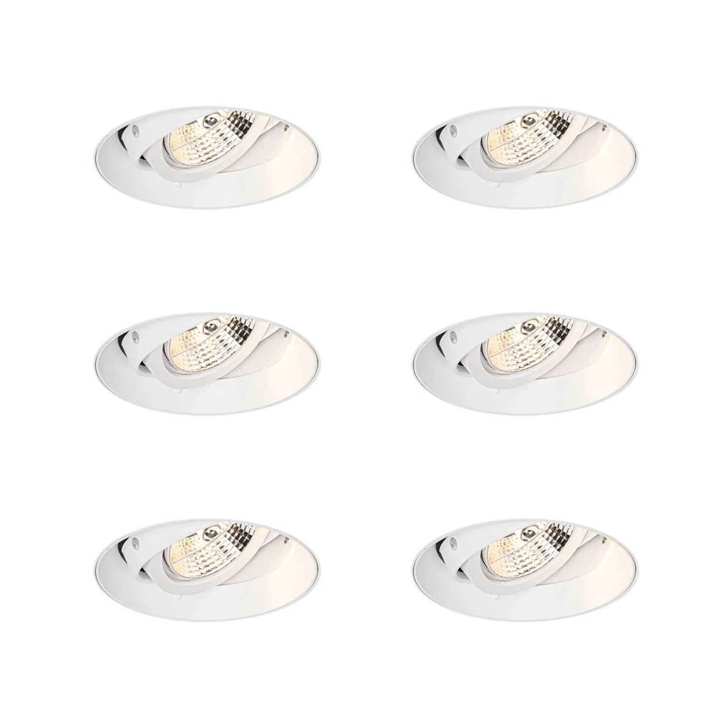 QAZQA Set mit 6 Modernen Einbaustrahlern Weiß GU10 AR70 Rund Trimless Oneon