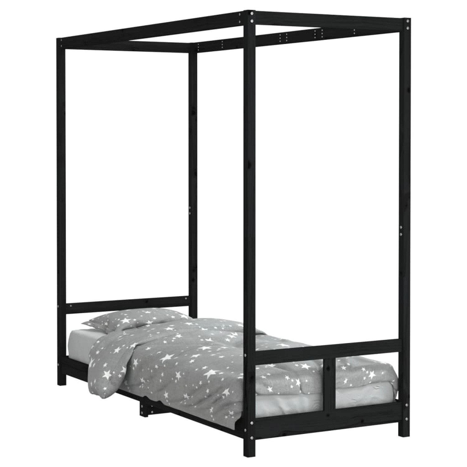 vidaXL Kinderbett Schwarz 80x200 cm Massivholz Kiefer 834521 günstig online kaufen