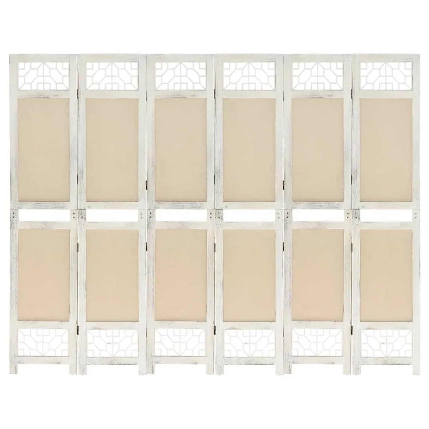 vidaXL 6 Tlg Raumteiler Creme 210x165 cm Stoff 338561