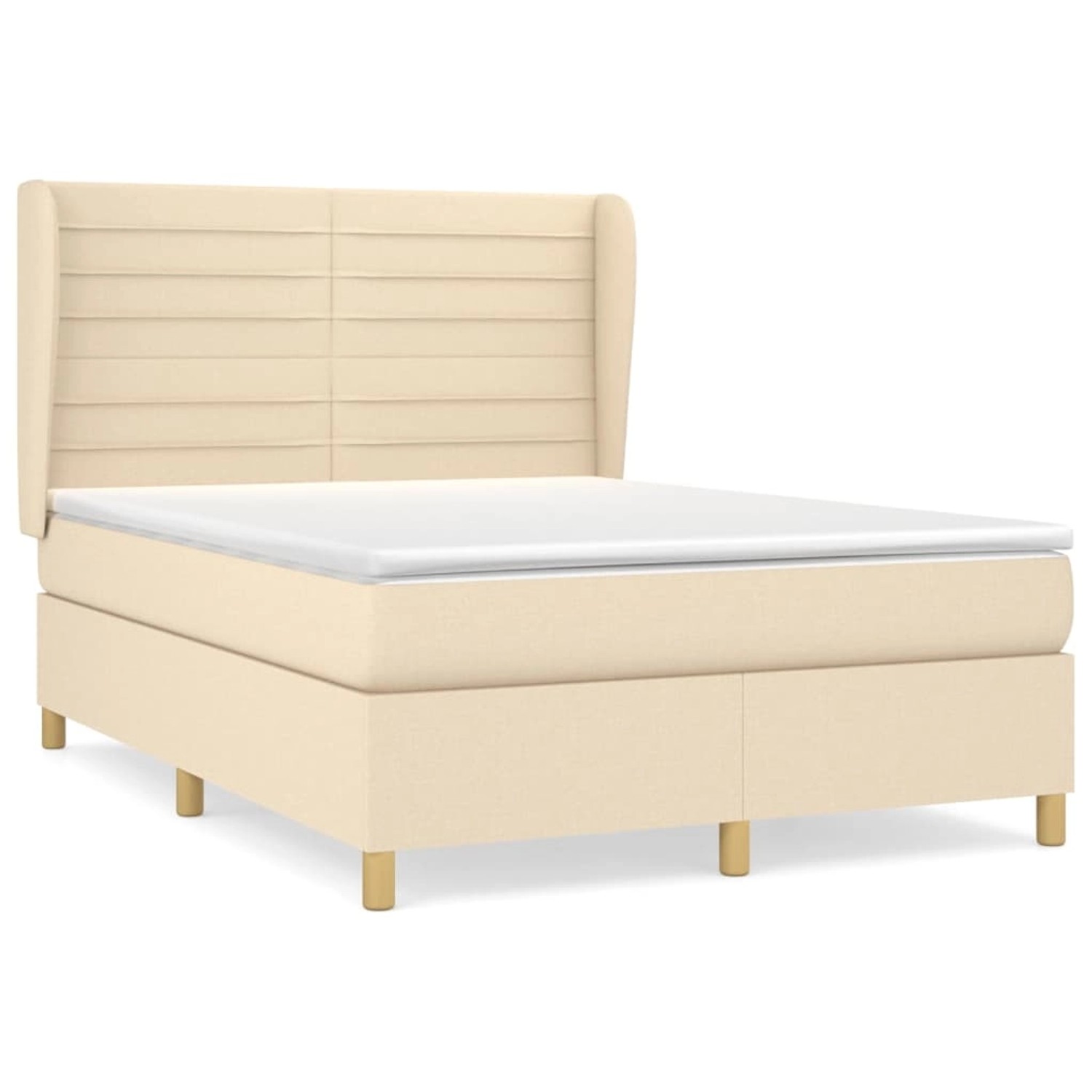 vidaXL Boxspringbett Boxspringbett mit Matratze Creme 140x190 cm Stoff Bett günstig online kaufen